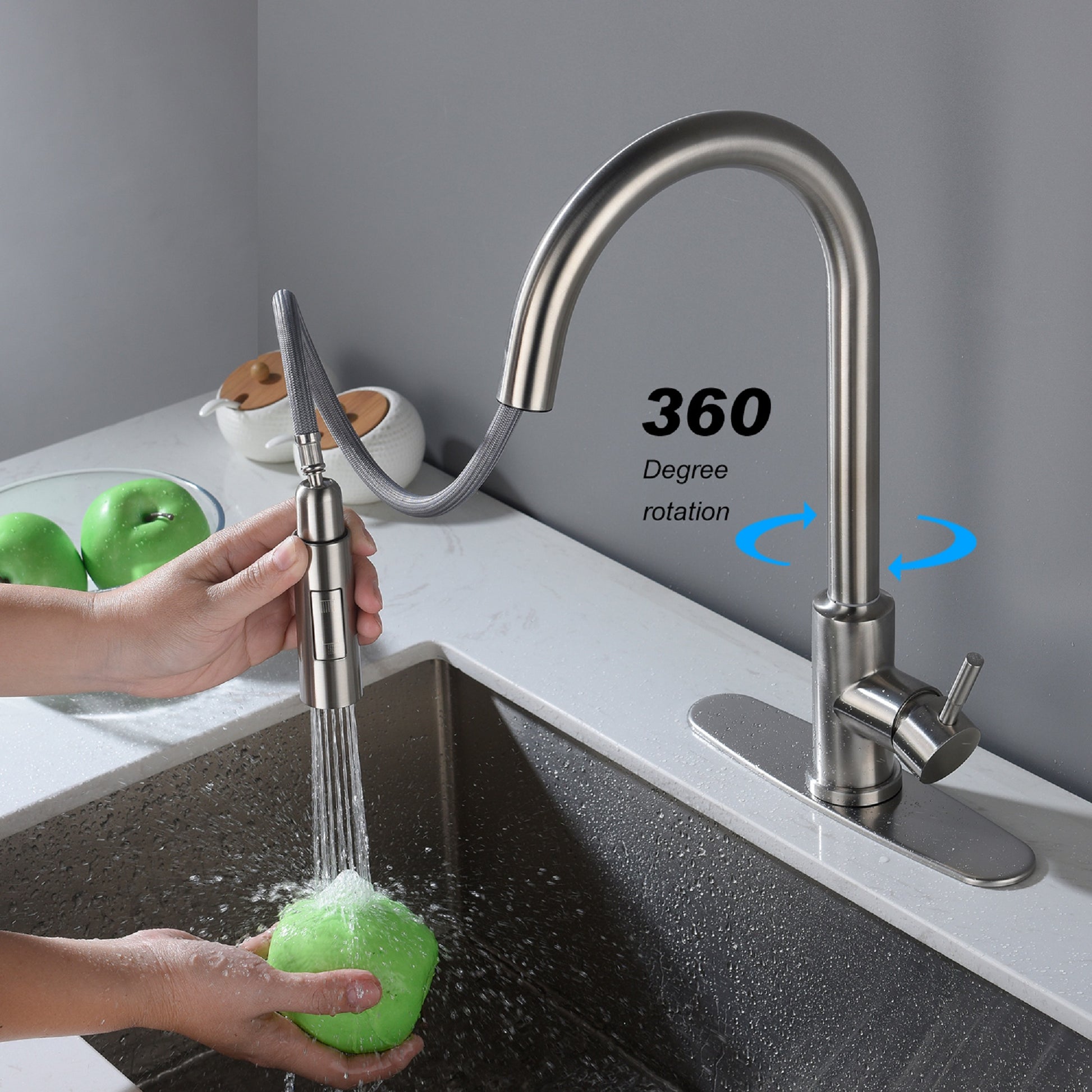 Touch Kitchen Faucet With Pull Down Sprayer Brushed Nickel