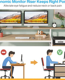 63 Inch Computer Desk With File Drawer Cabinet, Ergonomic Office Desk With Monitor Stand, Industrial Computer Table With Printer Space