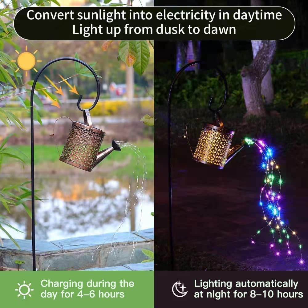 Solar Lights Outdoor Decorative, Metal Solar Watering Can Outdoor Lights IP65 Waterproof, Hanging Garden Decor Yard Lights Outside Patio Lawn, Gifts For Mom Women Birthday - CJDS