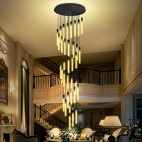 5-Lights Rectangular Pendant Lights for Kitchen Island Black Linear Crystal Chandelier Modern Chandeliers for Kitchen Island Dining Room