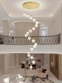 20-Light Modern Chandelier for Foyer Crystal Chandeliers for Living Room Gold Pendant Light Fixture Staircase Chandelier for High Ceilings Dimmable LED Hanging Light with Remote
