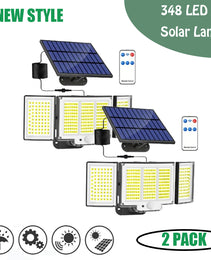1,2 Pack Solar Lights Outdoor 348 LED Motion Sensor Lights With Remote Control  3 Head Waterproof