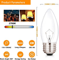 B11 Lighting Torpedo Clear C35 CTC 40W E26 Base Decorative Incandescent Light Bulbs 120V for Chandeliers, Ceiling Fan Lights, Pendants, Wall Sconces, Dimmable, Warm White 2700K (6 Pack)