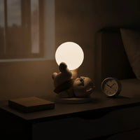 Bear Night Light Decorative Bear Ornament with Lamp Cartoon Matte for Children, Bedside Table, Bedroom