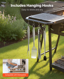4PCS Grilling Tool Set BBQ Grill Accessories Stainless Steel Barbecue Utensil