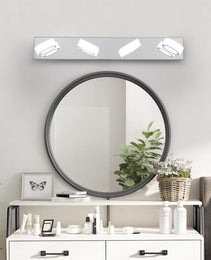 29  Modern 4-Light LED Vanity Light, Sleek Chrome Bathroom Wall Light Fixture For Mirror, Shower, And Bathroom Decor