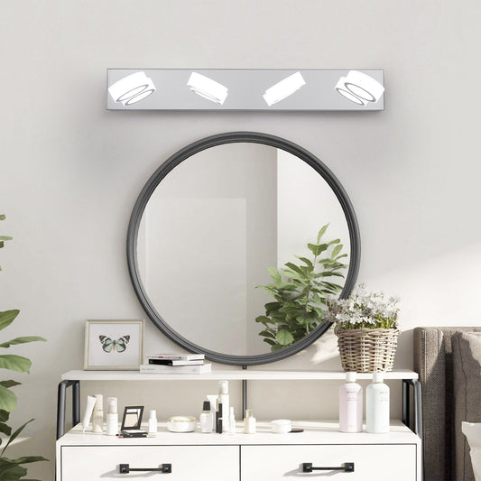 29  Modern 4-Light LED Vanity Light, Sleek Chrome Bathroom Wall Light Fixture For Mirror, Shower, And Bathroom Decor