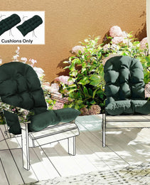 Outdoor Adirondack Chair Cushions Set of 2, Tufted High Back Patio Chair Cushions, Dark Green