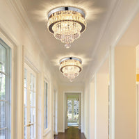 11.8" Crystal Ceiling Light, Flush Mount LED, Warm White