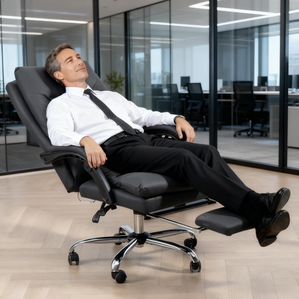 Microfibre Massage Office Chair, Heated Reclining Chair With Footrest