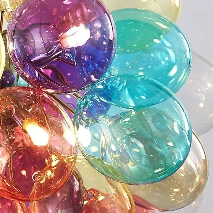 ‌Colored Glass Ball Bubble Chandelier Kids Suspension Light Nordic LED Lighting for Children Bedroom Living Room Home Decor