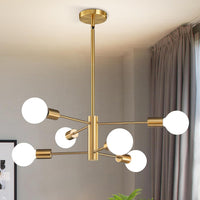 Modern Chandeliers for Dining Room, Black and Gold Chandelier Ceiling Light Fixture 6-Light Sputnik Chandeliers Mid Century Chandeliers for Living Room,Kitchen Island,Bedroom,Foyer