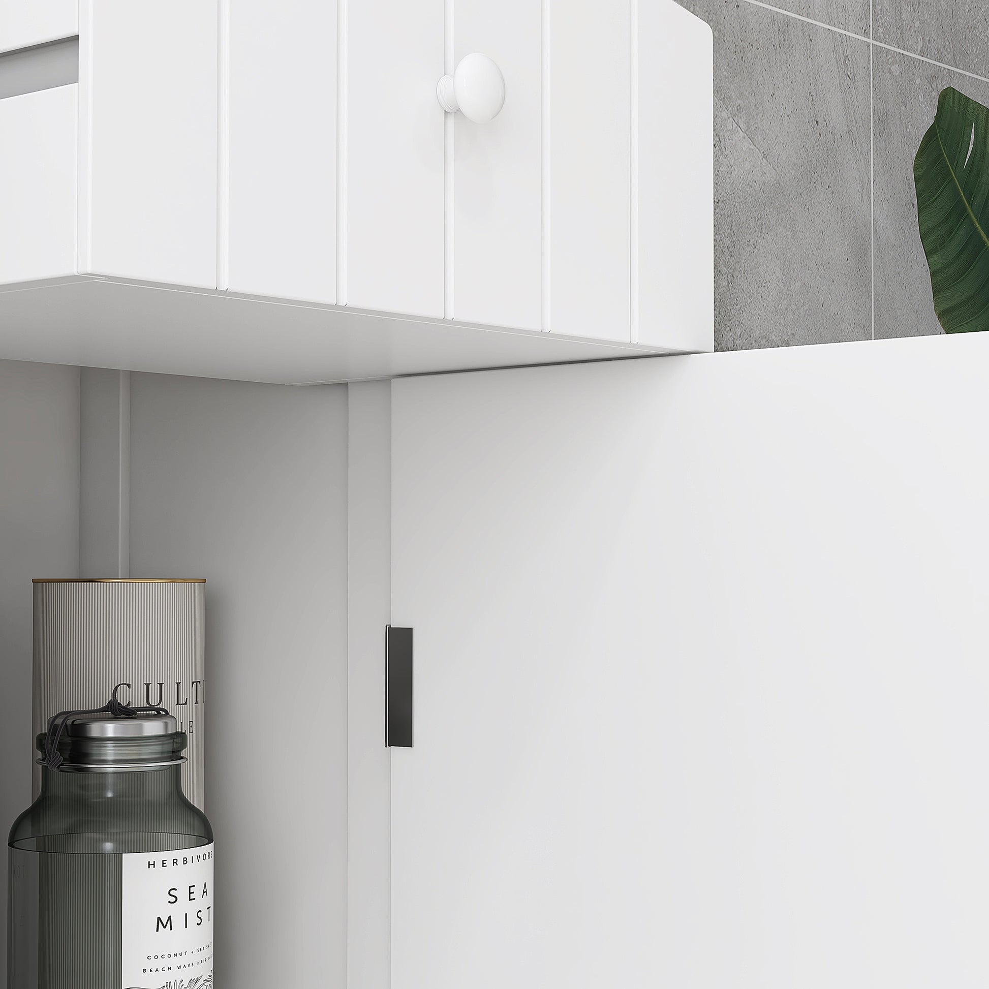 Bathroom Storage Cabinet, Free Standing Bathroom Storage Unit, Tall Linen Tower with 3-Tier Shelves and Drawer, White