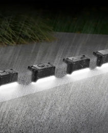 4Pcs Solar Powered LED Step Lights Outdoor Water-Resistant Dusk