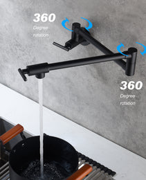 Pot Filler Faucet Wall Mount Matte Black