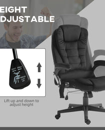 6 Point Executive Office Chair with Heat, Velvet High Back Vibrating Massage Office Chair, Black