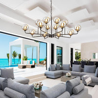 Large Sputnik Chandelier 47.2" Black Modern Smoked Glass Chandelier