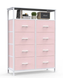 8-Drawer Fabric Dresser With Open Shelf, 45.9-inch Tall Storage Cabinet For Bedroom Closet Organization