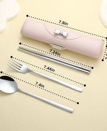 Travel Cutlery Set, 18/8 Stainless Steel Cutlery, Reusable Utensils Set With Case, Portable Silverware Lunch Box For Camping And Office
