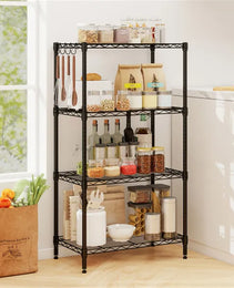 4-Tier Heavy-Duty Metal Wire Shelving, 600 Lbs Total Load Capacity With Anti-Toppling Kits For Garage & Kitchen