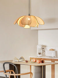 Retro Rural Hand-woven Natural Rattan Petal Chandelier Japanese-Southeast Asian Dining Room Bedroom Chandelier Artistic Atmosp