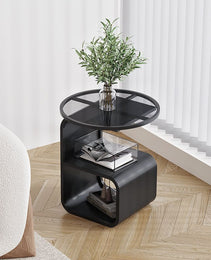 Simple Modern Round Tempered Glass Sofa Side Table