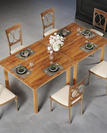 Wood Dining Table Farmhouse Kitchen Table For Living Room, 4-Person Square Dinner Table With Wooden Legs