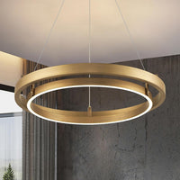 Modern Brass Chandelier for Living Room LED 3 Ring Chandeliers Black Gold