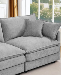 Modular Sectional Sofa, 102 Inch L Shaped Couch Set For Living Room, 3-Seater Comfy Cloud Couches With Movable Ottoman, DIY Combination, Chenille, Grey