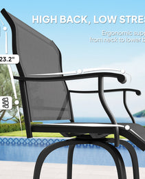 Set of 2 Outdoor Swivel Bar Stools with Armrests, Bar Height Patio Chairs with Steel Frame for Balcony, Poolside, Backyard, Black