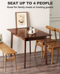 47.2" Rectangle Dining Table for 4, Mid-Century Modern Kitchen Table with Rubber Wood Legs for Dining Room, Walnut