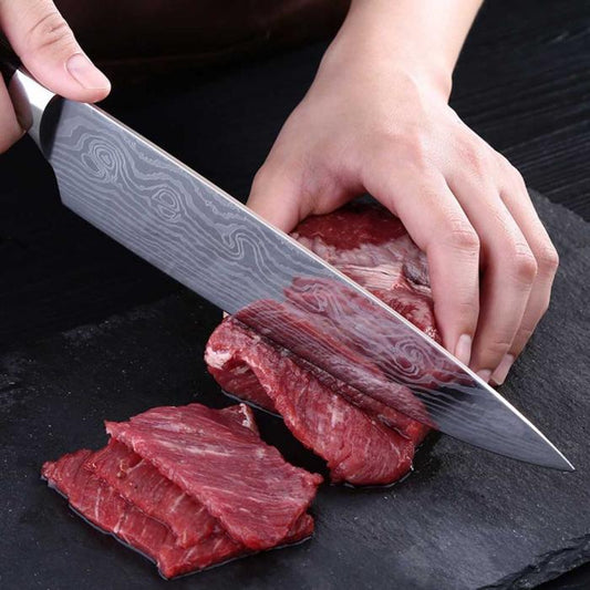 8-Inch Slicing Chef Knife – 7Cr17 Stainless Steel Multipurpose Cooking Knife with Wooden Handle