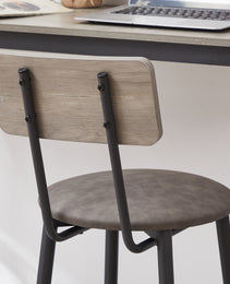 Bar Table Set With 2 Bar Stools PU Soft Seat With Backrest, Grey