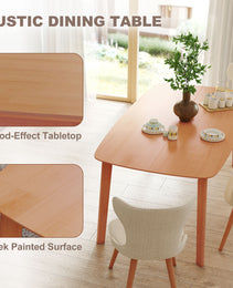 Pine Wood Dining Table for 6, 47" Rustic Rectangular Kitchen Table with Large Tabletop for Dining Room, Natural