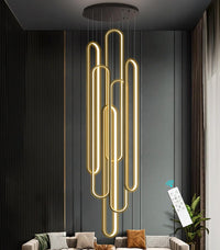 Modern LED Chandeliers for Foyer Entryway High Ceiling Long Staircase Chandeliers Dimmable Dimmable Flush Mount High Villa Foyer 2700K-6000K