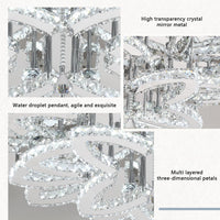 Dia 24" Modern Crystal Chandeliers Silver Chandelier LED Flush Mount Ceiling Light for Living Room Dining Room Bedroom Foyer Entryway LED Dimmable 2700-6000K