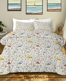 3 Pieces Mushroom Decoration Comforter Set Soft Bedding Set For Home Bedroom Decor Twin Full Queen King Size