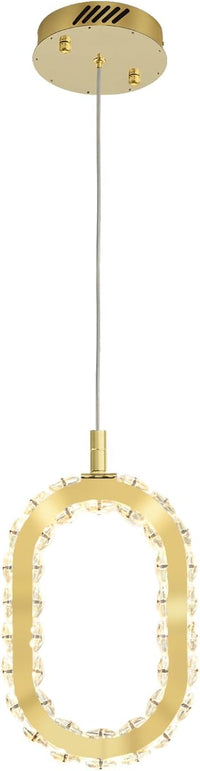 Gold 1 Ring Pendant Lights Kitchen Island Single Head Crystal Chandeliers Foyer Entrance Modern LED Dimmable Chandeliers