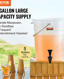 Beverage Dispenser, 5 Gallon Drink Dispensers For Parties, Plastic Juice Dispenser With Spigot And Lid, Iced Tea Lemonade Juice Water Dispenser, For Restaurants, Hotels, Parties