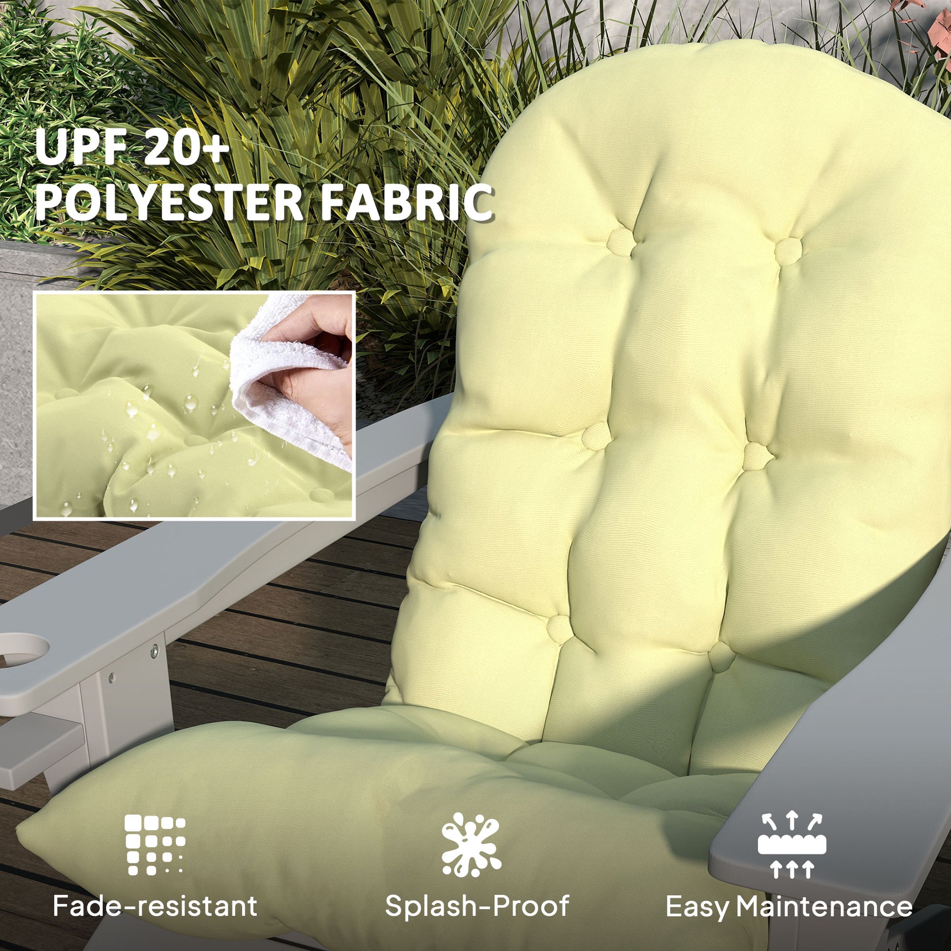 Chair Cushions Set Of 2, Tufted High Back Patio Non-Slip Cushions For Chairs, Beige