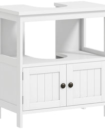 Pedestal Sink Storage Cabinet, Bathroom Under Sink Cabinet with 2 Doors and Open Shelf, Bathroom Vanity, White