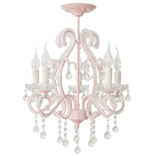 Nordic Cream Pastoral Crystal Pendant Light LED Kids Room Dining Room Girl Bedroom Second Bedroom Pink Decor Novelty New Energy