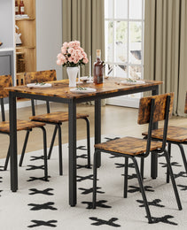 5-Piece Dining Table Set With 4 Chairs, 43  Kitchen Table & Chairs Set For 4, Dining Room Table With Metal Frame & MDF Board, Perfect For Small Space, Easy Clean