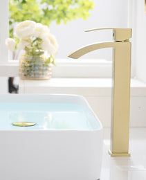 Brushed Gold Bathroom Faucet,Faucet For Bathroom Sink, Single Hole Bathroom Faucet Modern Single Handle Vanity Basin Faucet