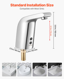 Touchless Bathroom Sink Faucet, Automatic Motion Sensor Restroom Toilet Faucet Cold Water With Single Hole, Battery Operated For 9/16 In Pipe Commercial Lavatory,Chrome Plated Silver
