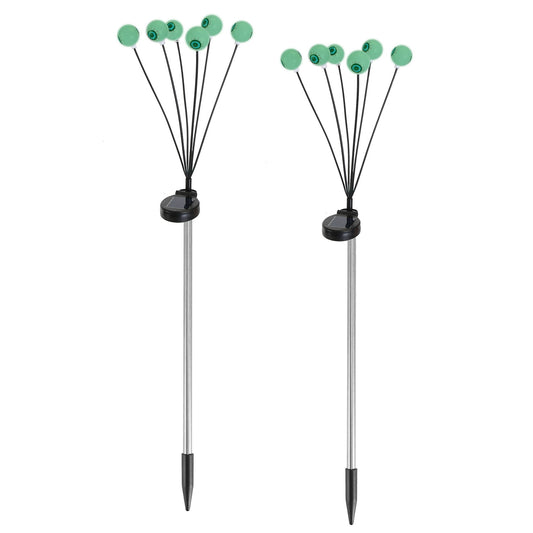 Two green solar swaying eyeball Halloween path lights