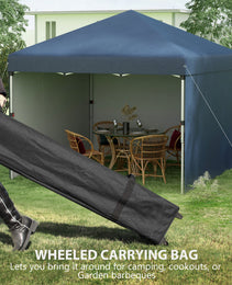 10' x 10' Pop Up Canopy with Sidewalls, Weight Bags and Carry Bag, Height Adjustable Tent for Parties, Navy