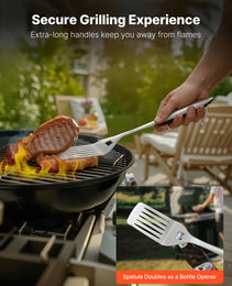 4PCS Grilling Tool Set BBQ Grill Accessories Stainless Steel Barbecue Utensil
