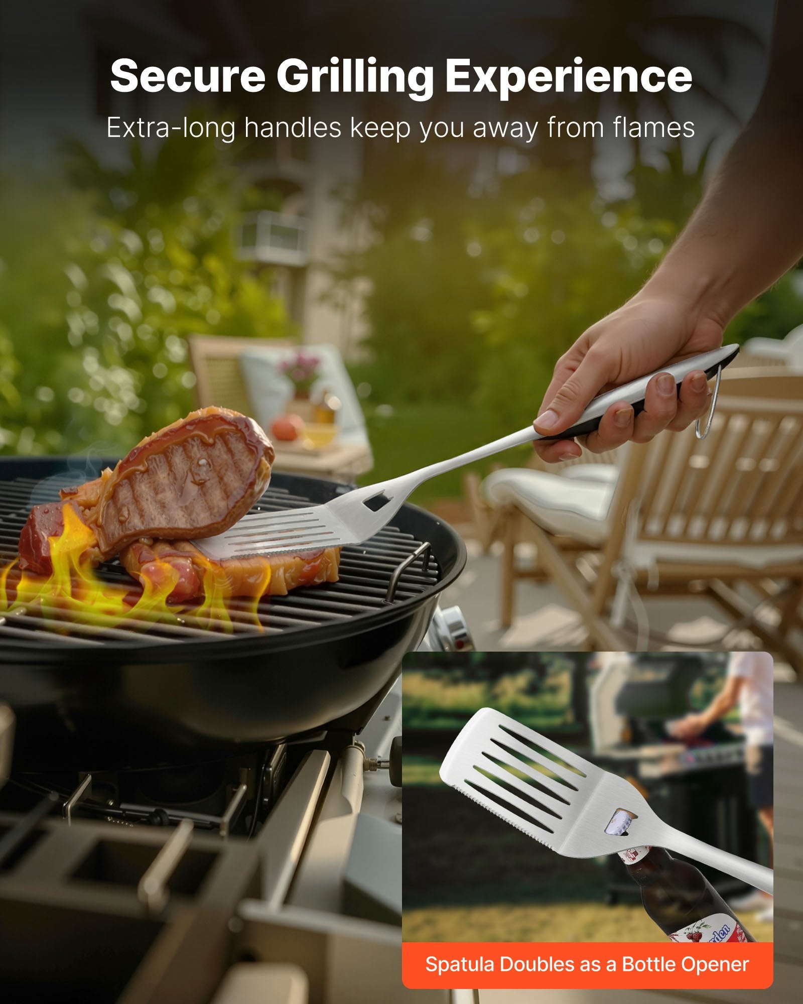 4PCS Grilling Tool Set BBQ Grill Accessories Stainless Steel Barbecue Utensil