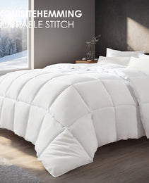 White Oversized Checkered Quilted Plump Duvet Luxury Hotel-grade Comfort For Bedrooms And